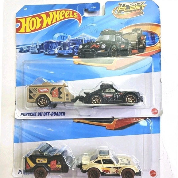 Hot Wheels Other - Hot Wheels Track Fleet Porsche 911 Off-Roader Black with Trailer HYT56 New